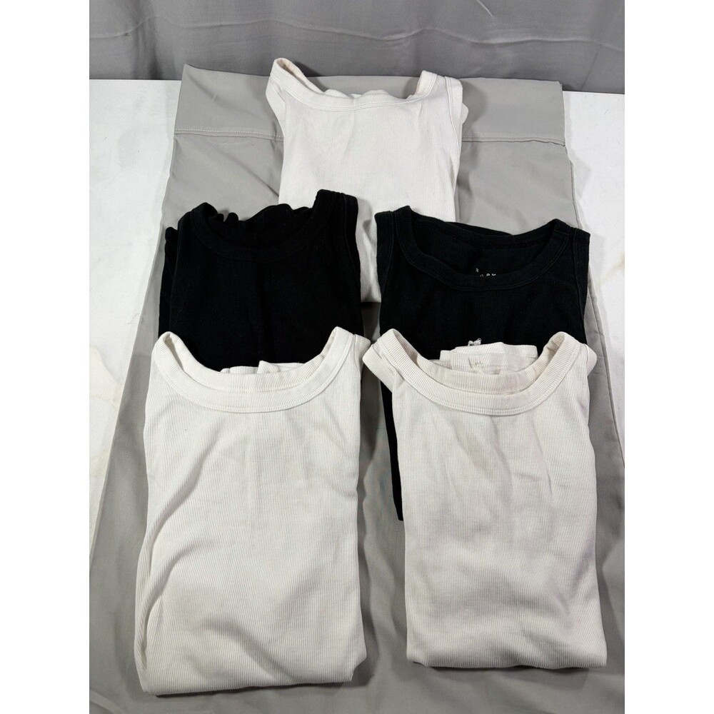 (5) Womens A New Day Ribbed Tank Tops Black & White Stretch Sizes Xl And 1 Large
